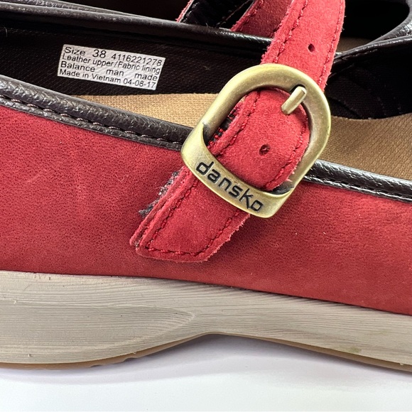 Dansko Steffi Mary Jane Platform Shoes Red Leather Size 38 - Picture 7 of 15